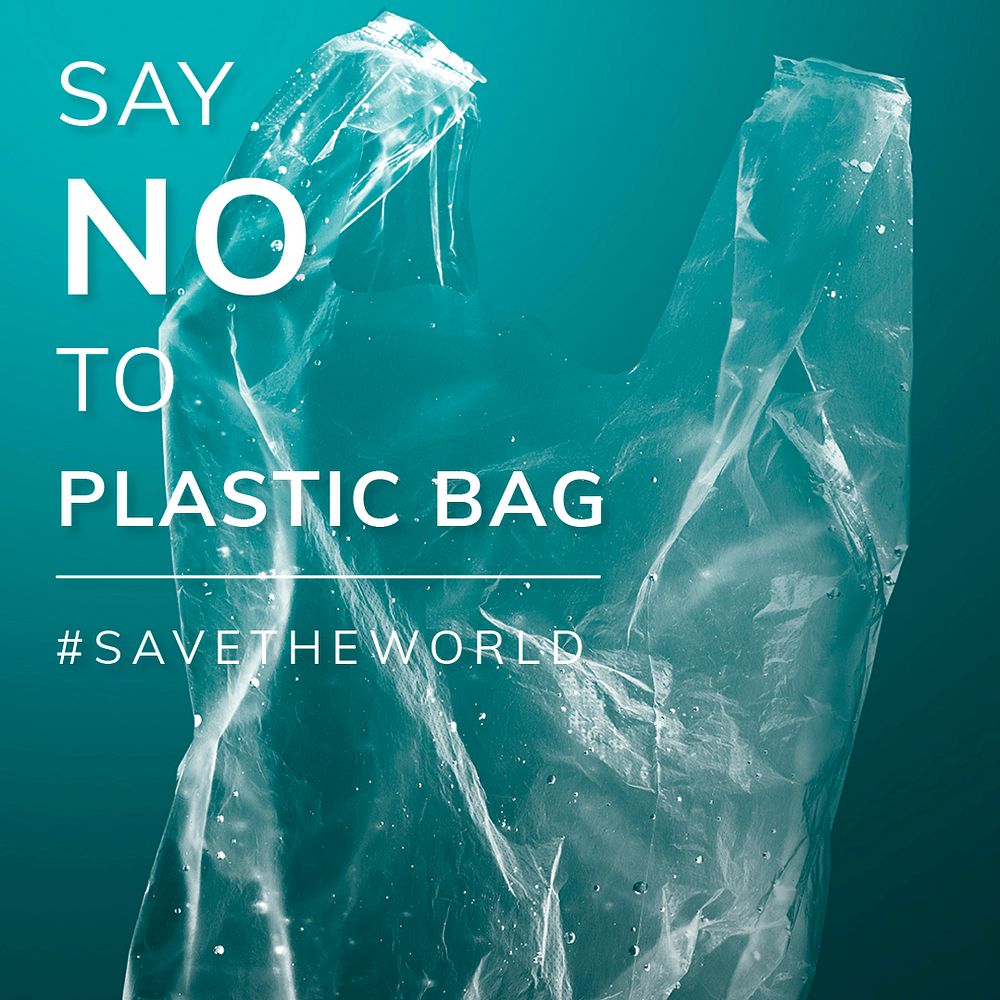 Save the ocean template psd say no to plastic bag