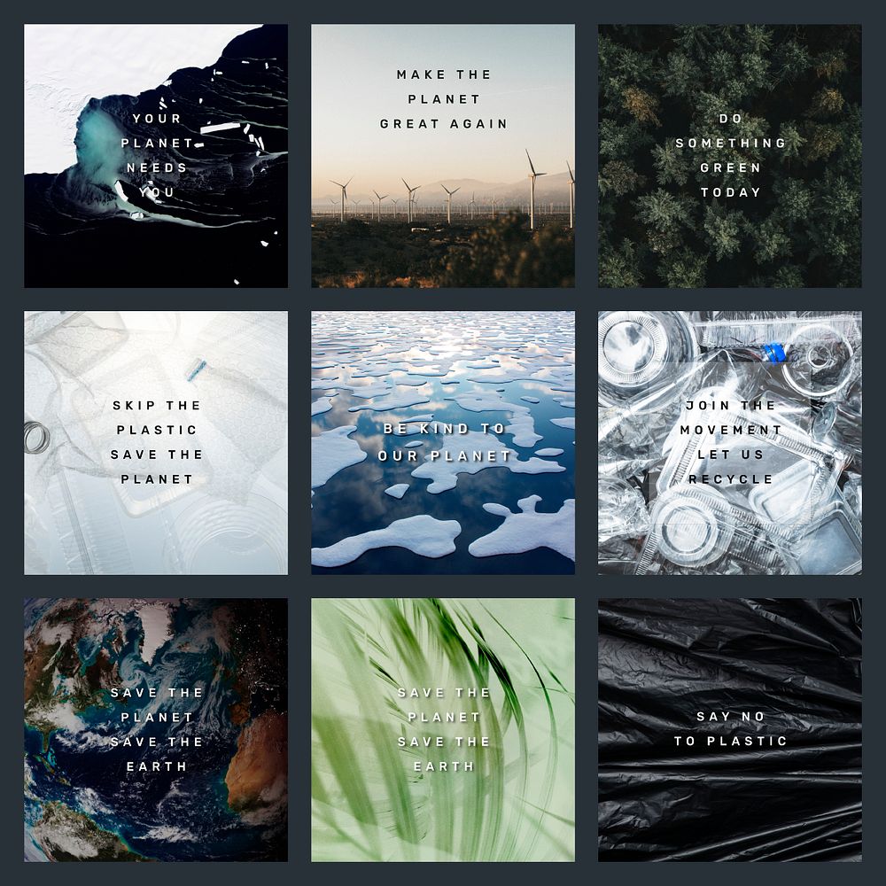 Environment quote psd social media post template set
