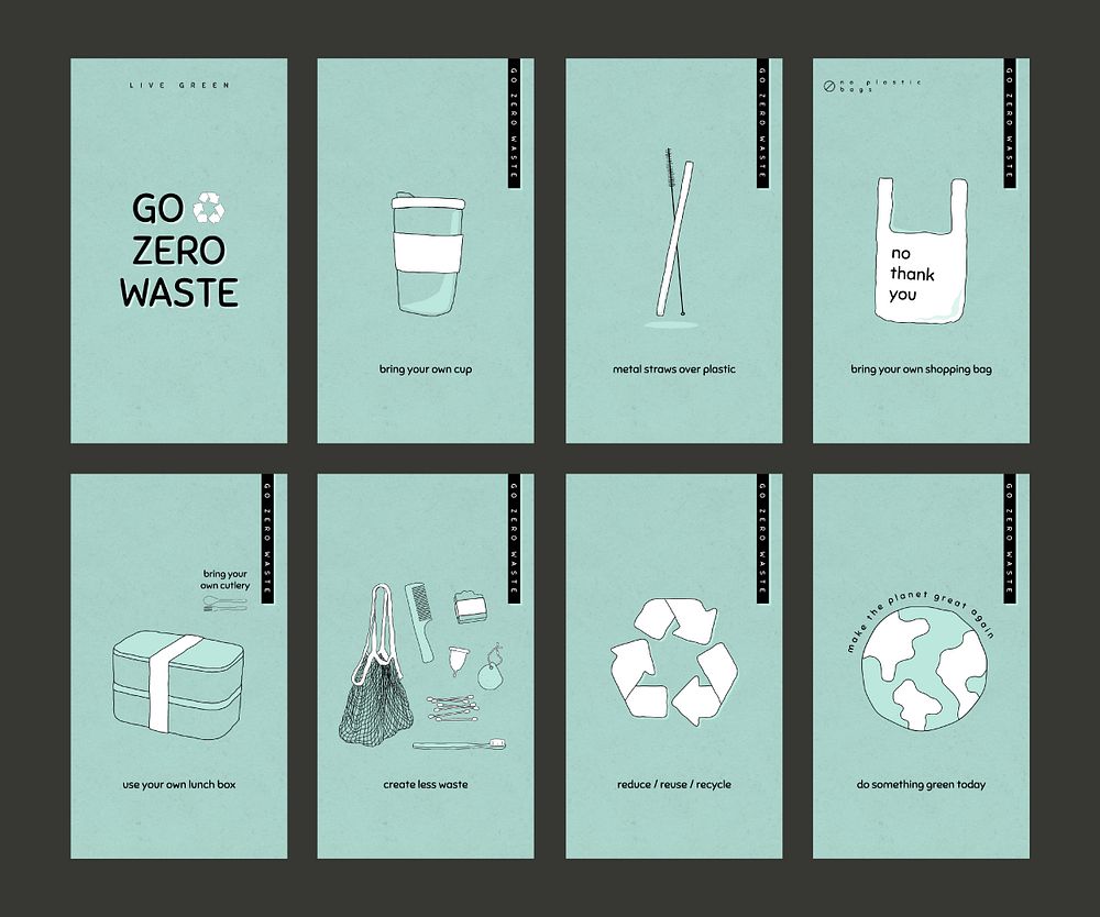 Go zero waste psd social media story template set