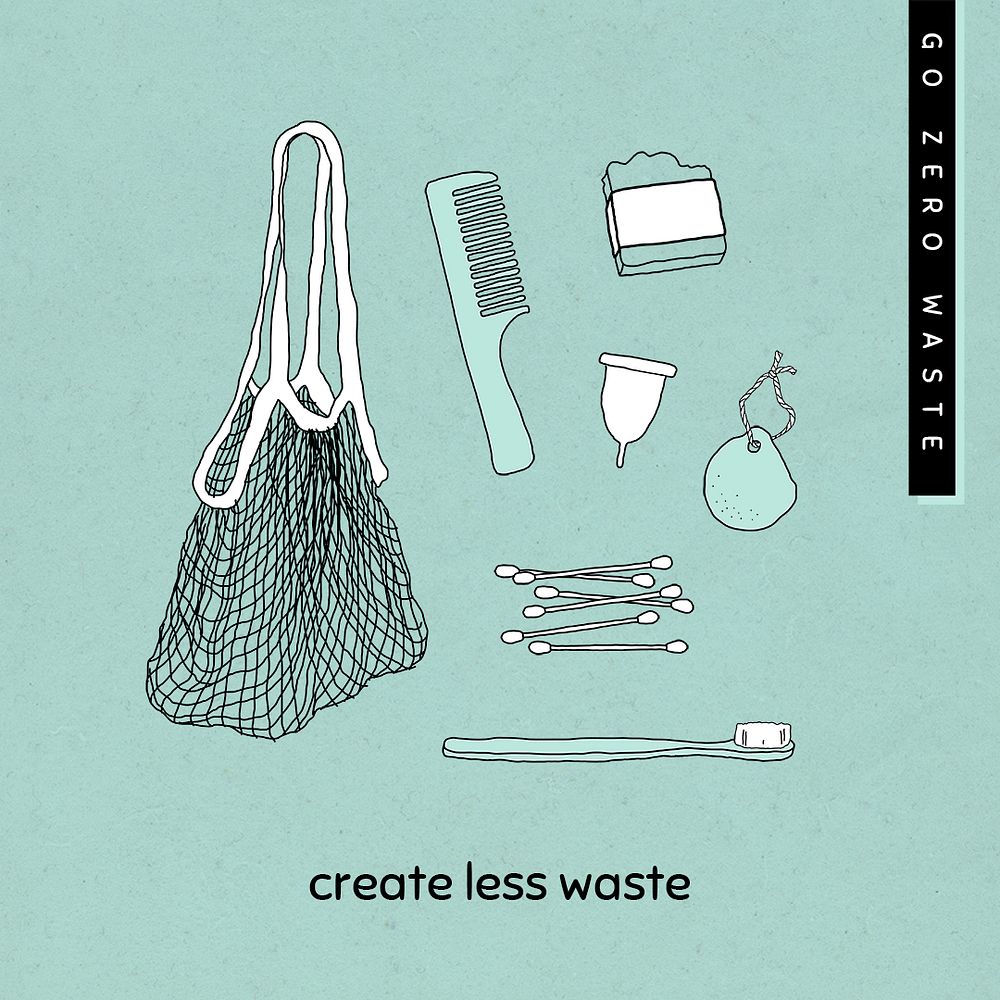 Zero waste lifestyle psd social media template