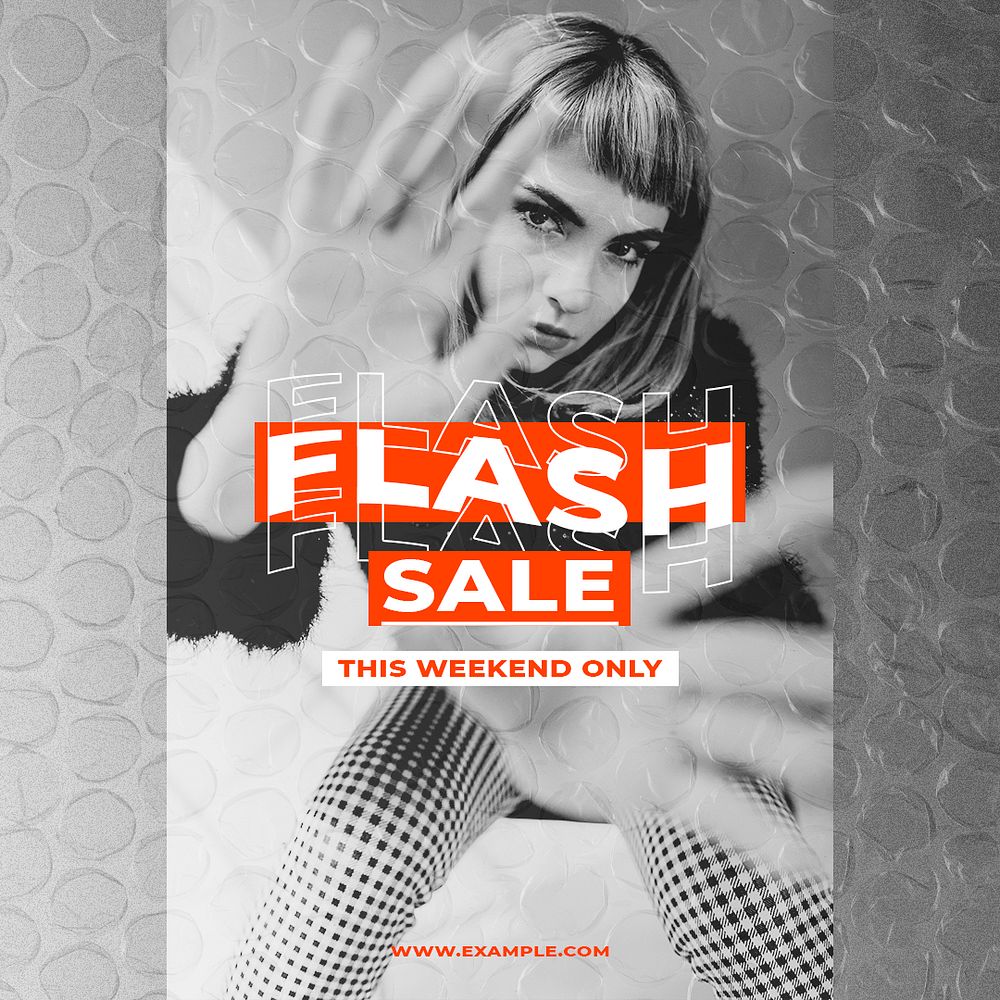 Sale template psd with retro color background for fashion and trends influencers concept
