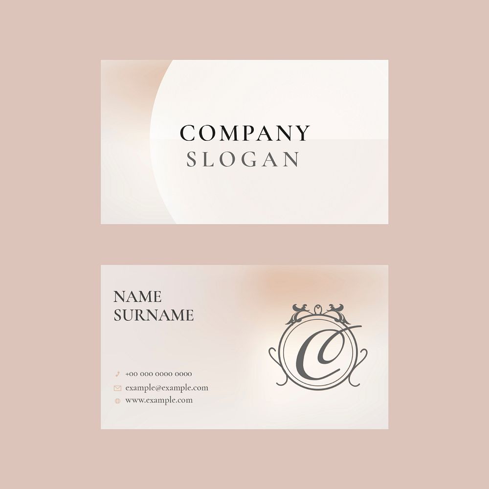 Business card template psd for beauty brand in feminine theme