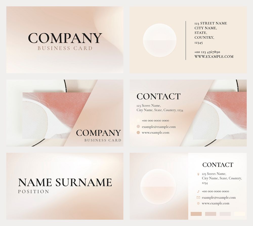 Business card template psd for beauty brand in feminine theme set