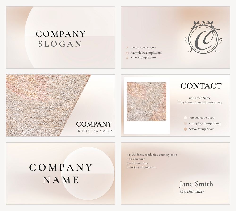 Business card template psd feminine style set