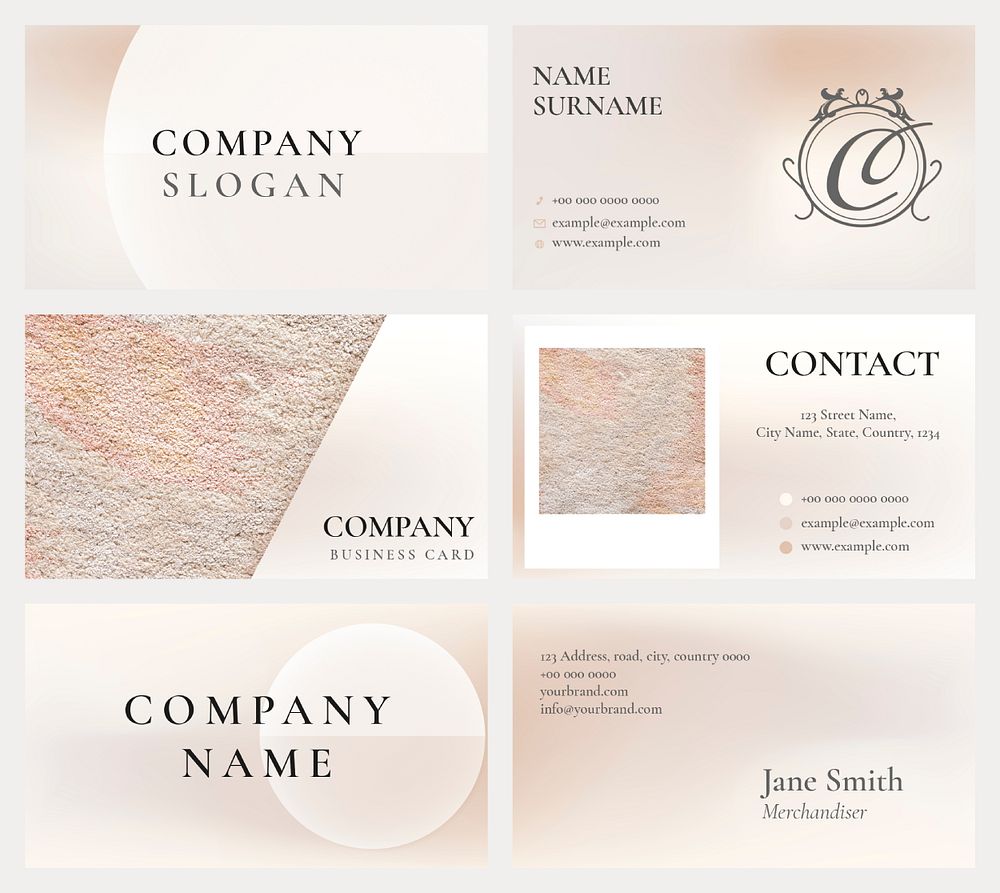 Business card template psd for beauty brand in feminine theme set