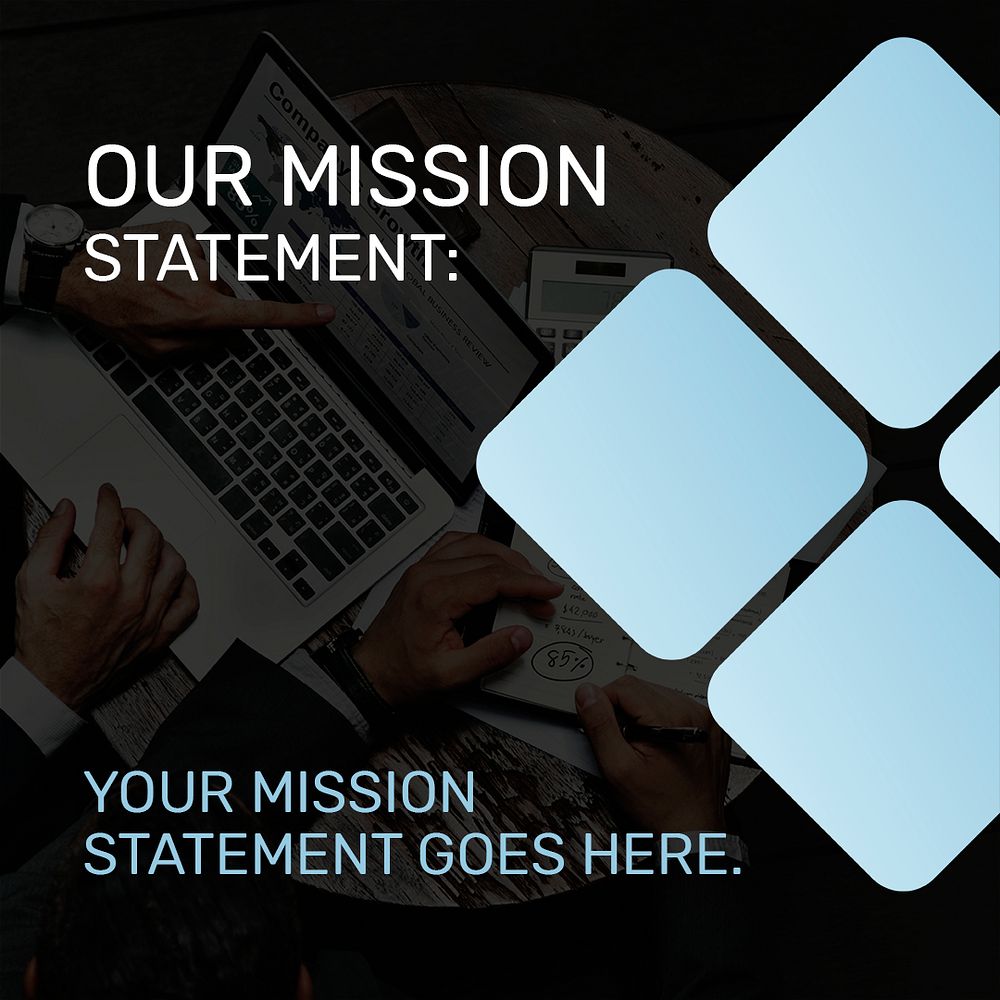 Business company presentation slide template psd with mission statement post