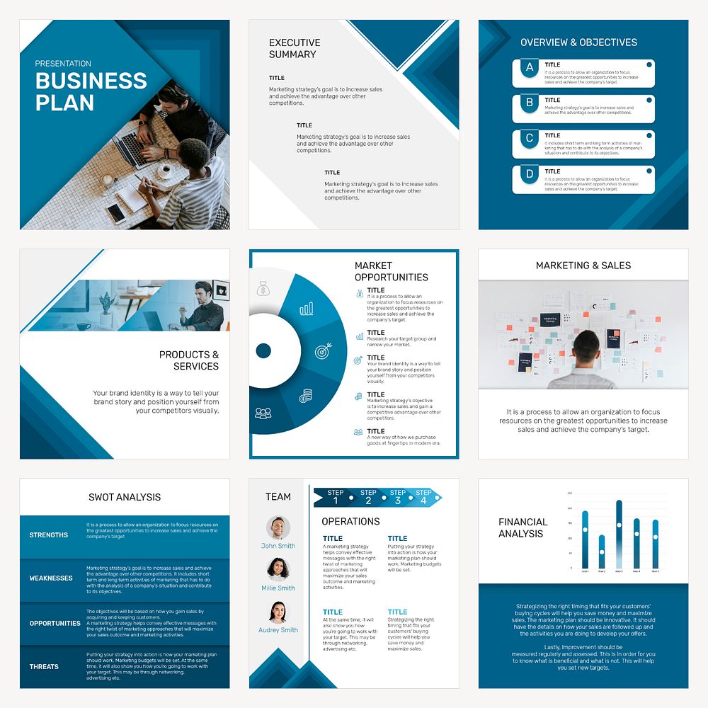 Professional business presentation template psd social media post set