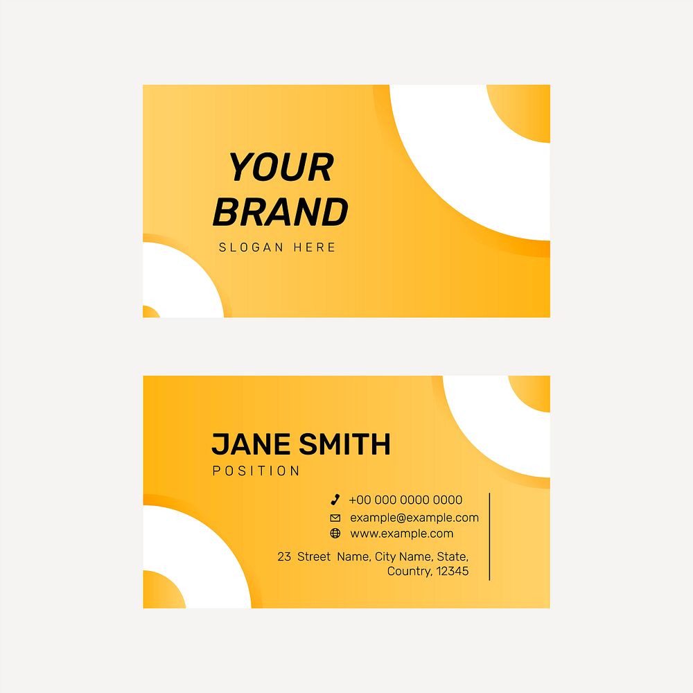 Vibrant business card template psd in yellow