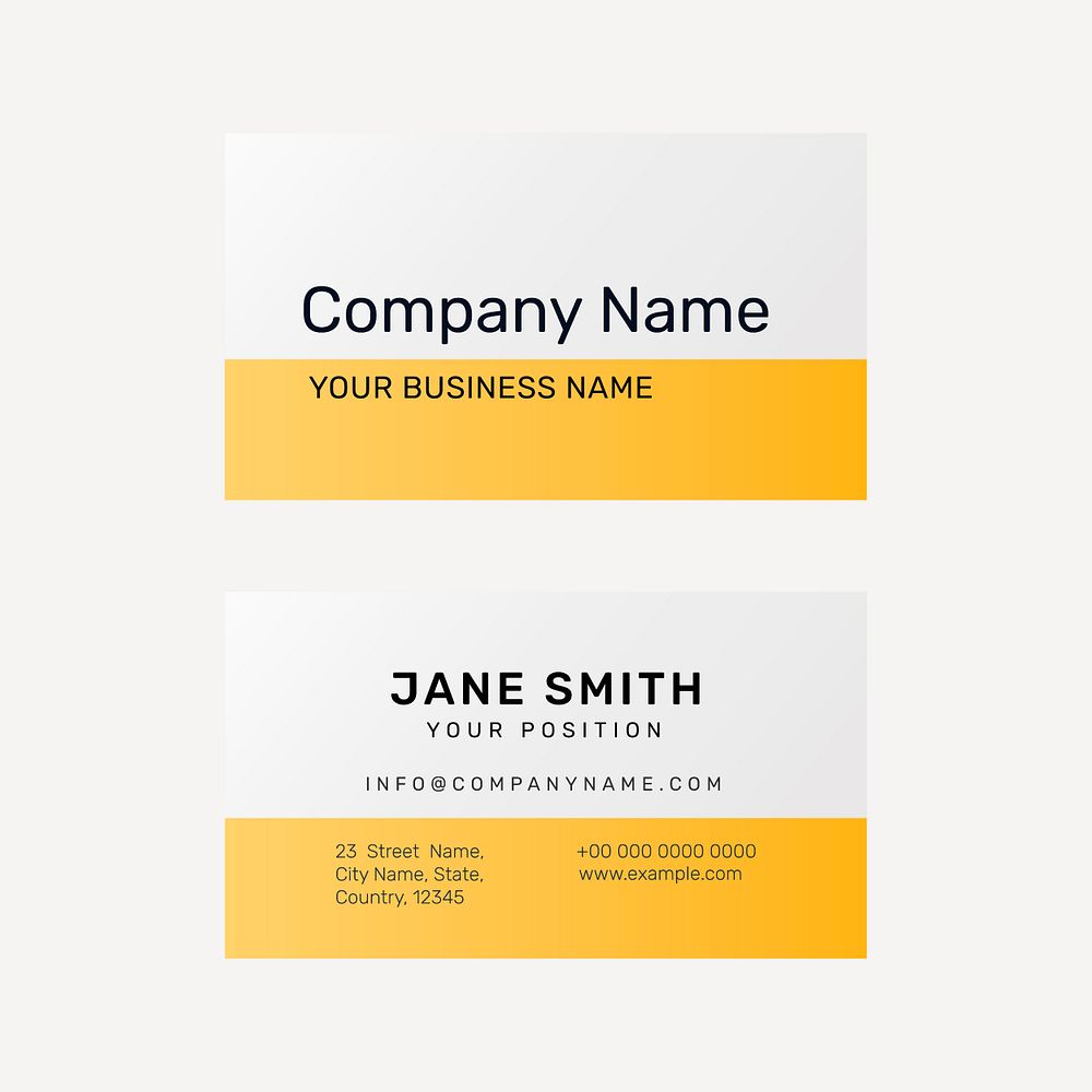 Vibrant business card template psd in yellow