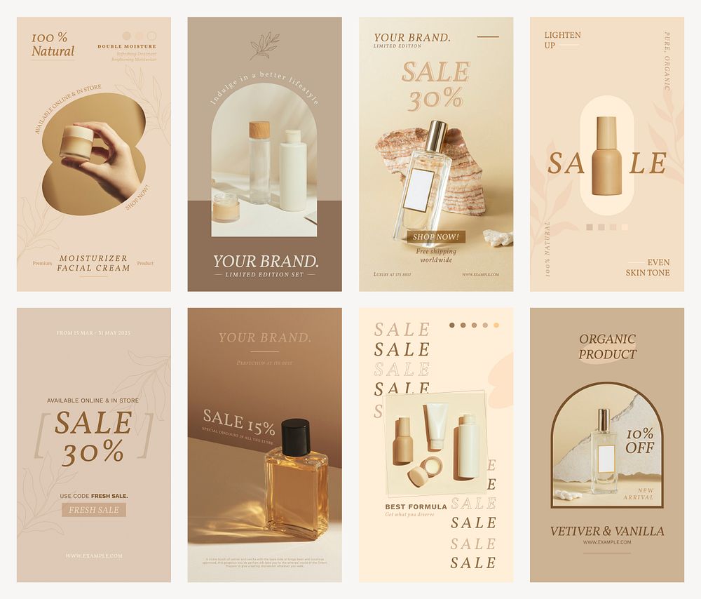 Cosmetic business template psd set for social media story