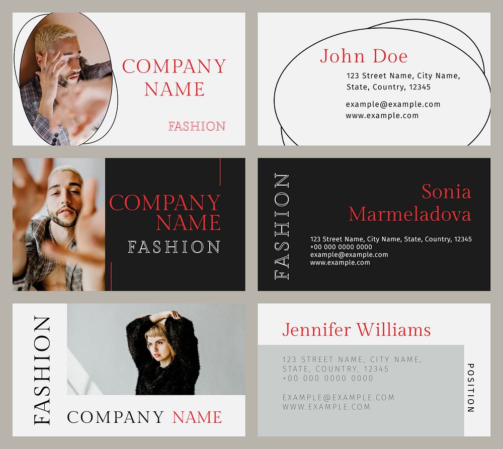 Fashion templates psd business card set