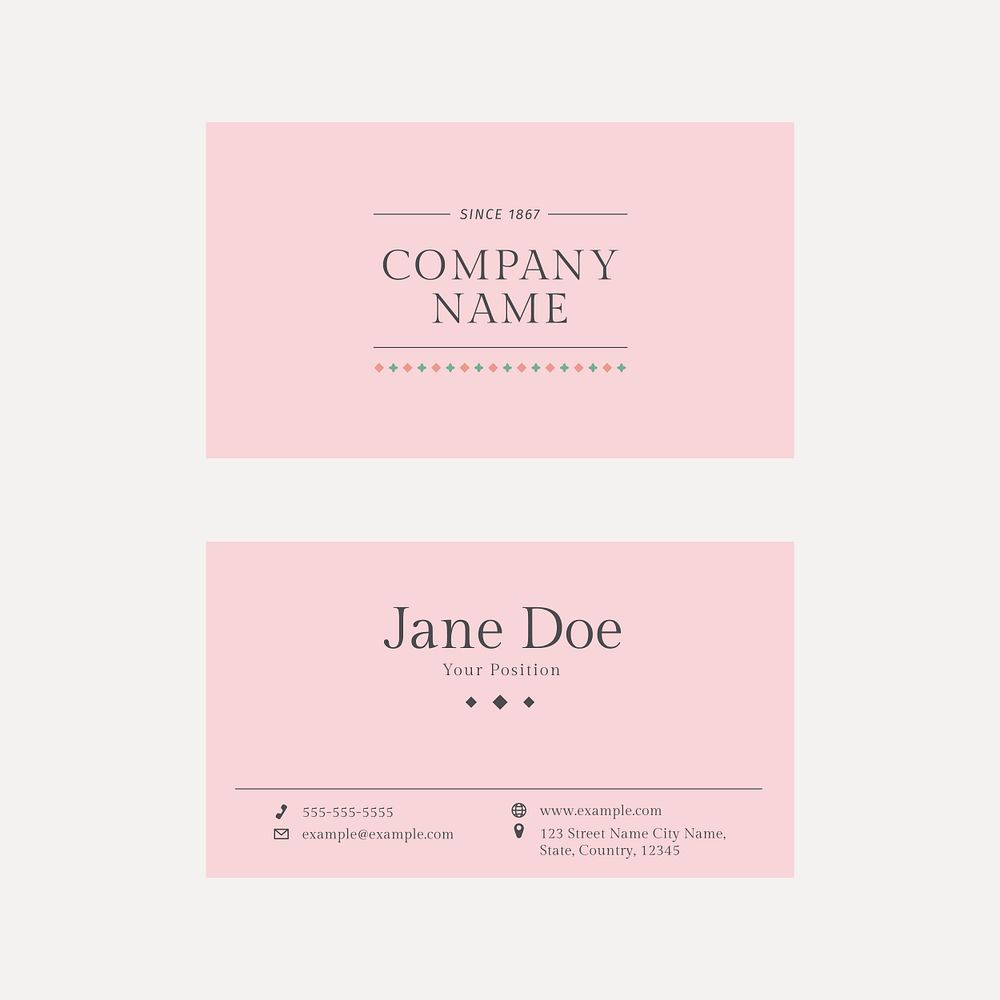Minimal pastel pink template psd for a business card