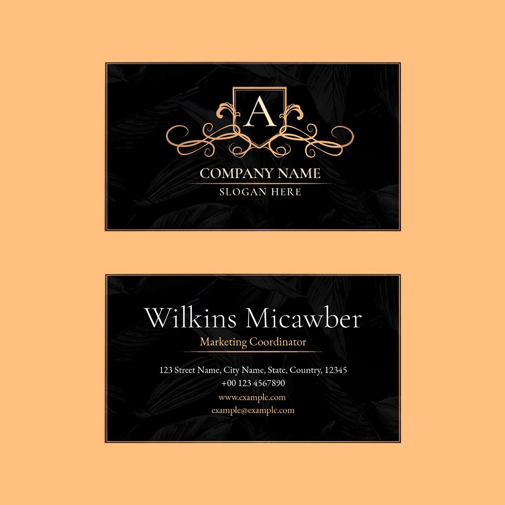 Classy business card template psd with vintage ornaments