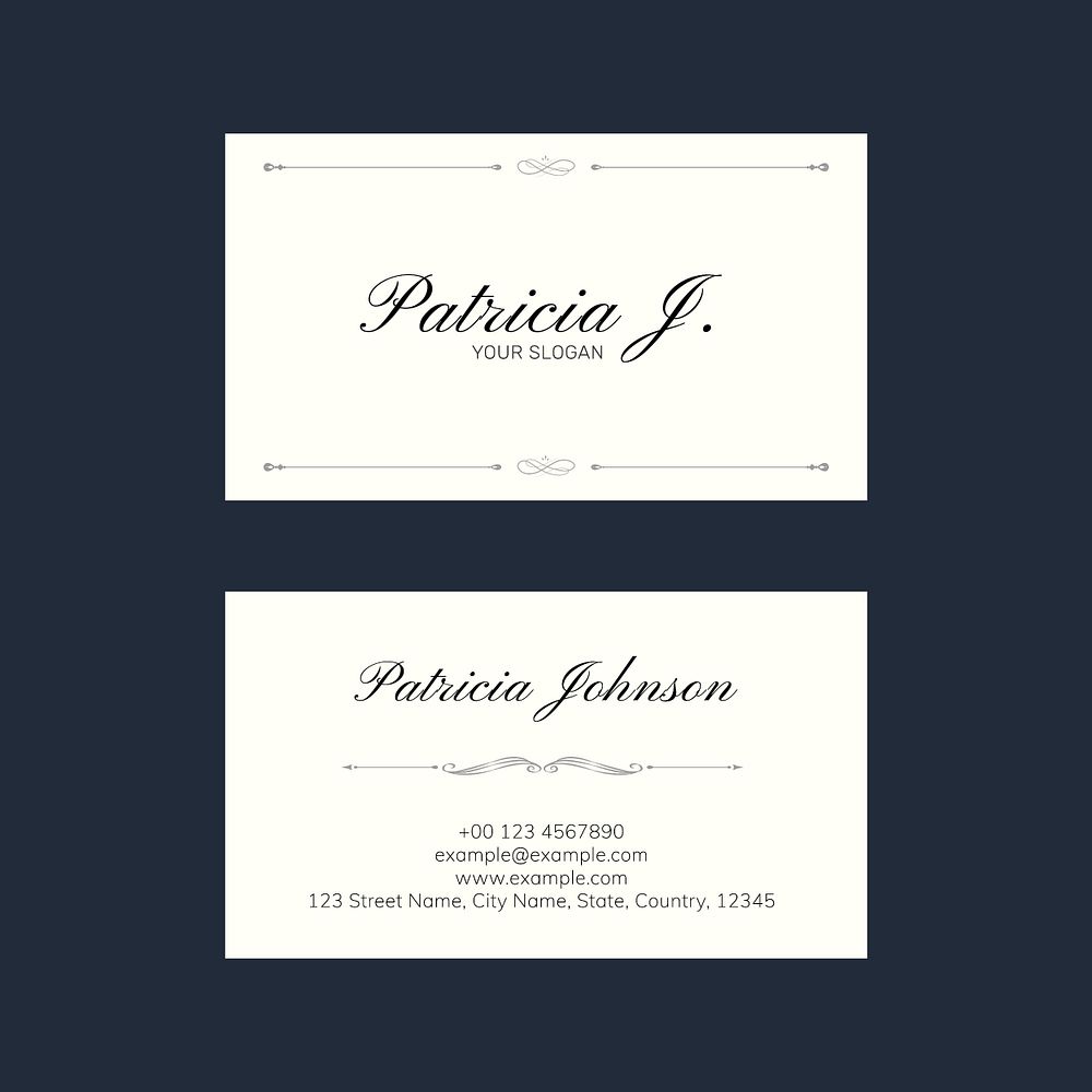 Classy business card template psd with vintage ornaments