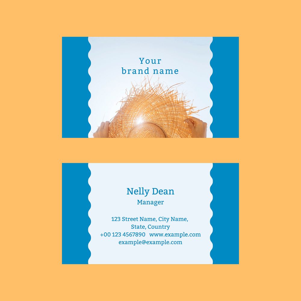 Editable business card template psd summer tropical theme