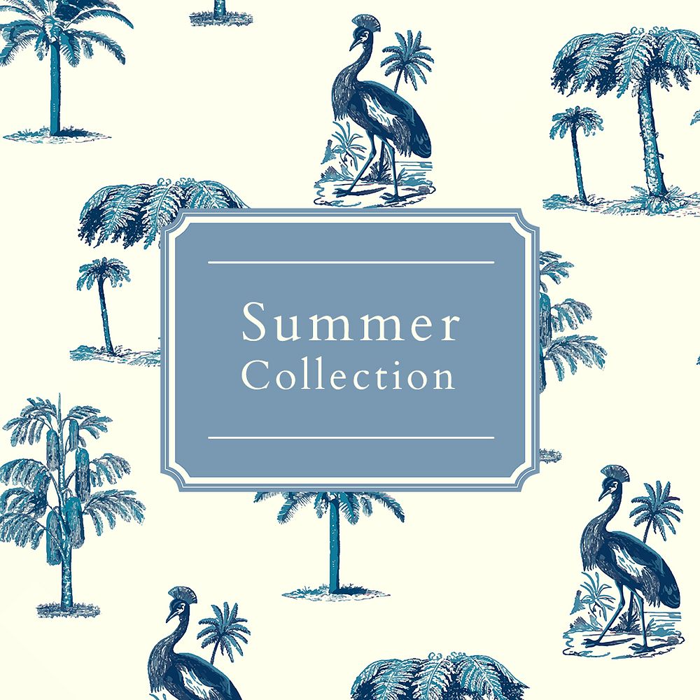 Summer collection ad template psd with tropical background 