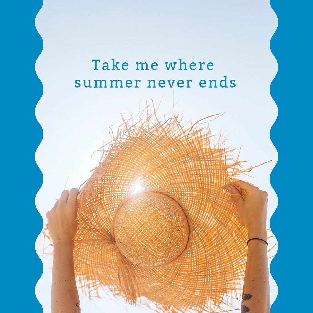Summer vibes ad template psd with straw hat