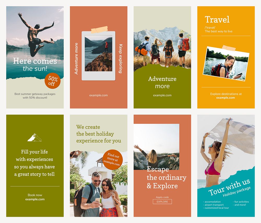 Outdoor adventure template psd set for social media story