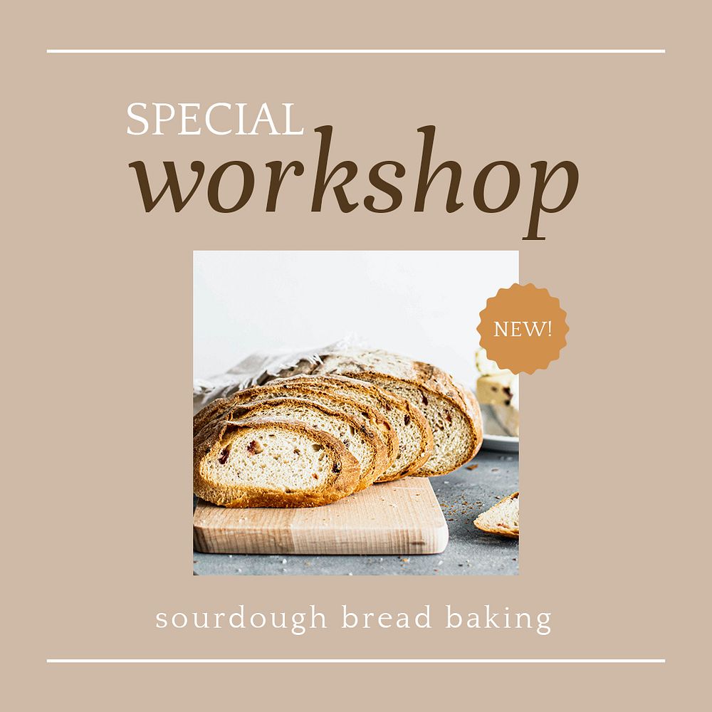 Special workshop psd ig post template for bakery and cafe marketing