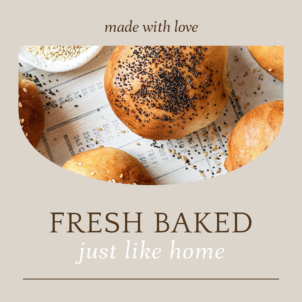 Fresh baked psd ig post template for bakery and cafe marketing