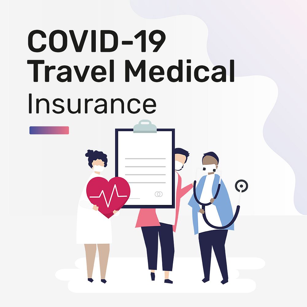 Social media post template psd for COVID-19 travel medical insurance