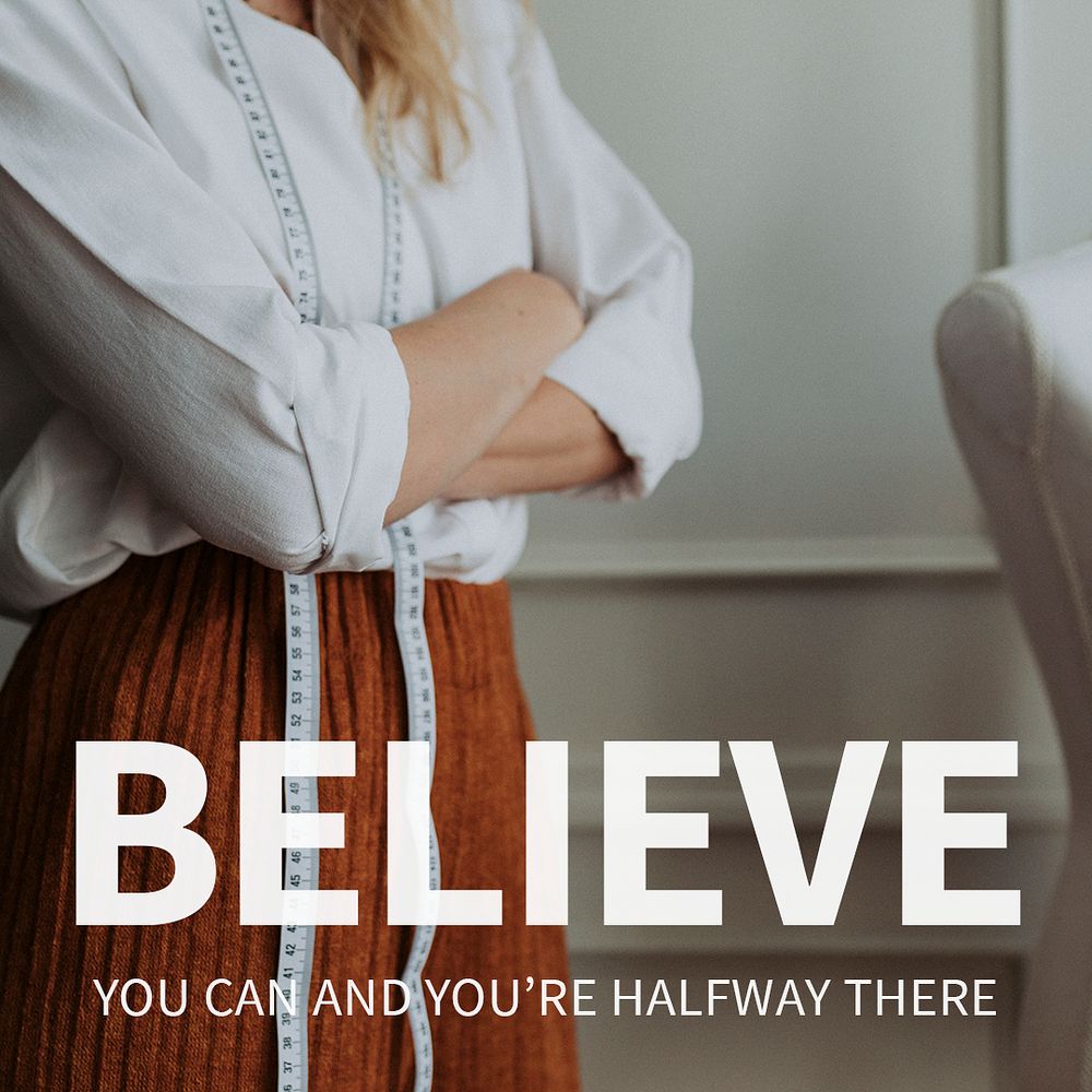 Believe fashion template psd for social media post with editable text