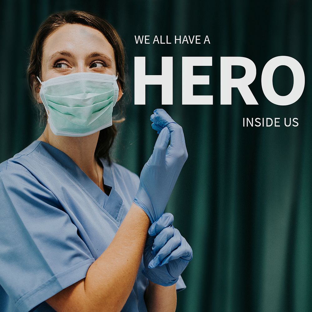 Hero template psd for healthcare social media post with editable text