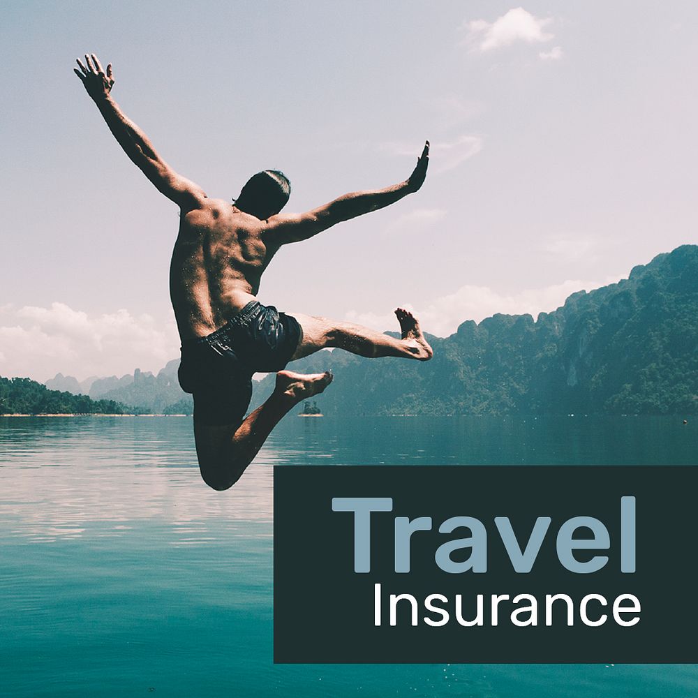 Travel insurance template psd for social media with editable text