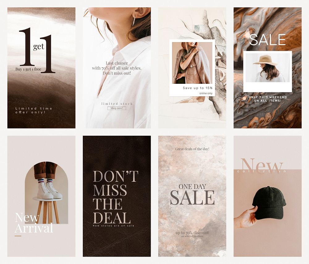 Fashion sale shopping template psd promotional social media story set