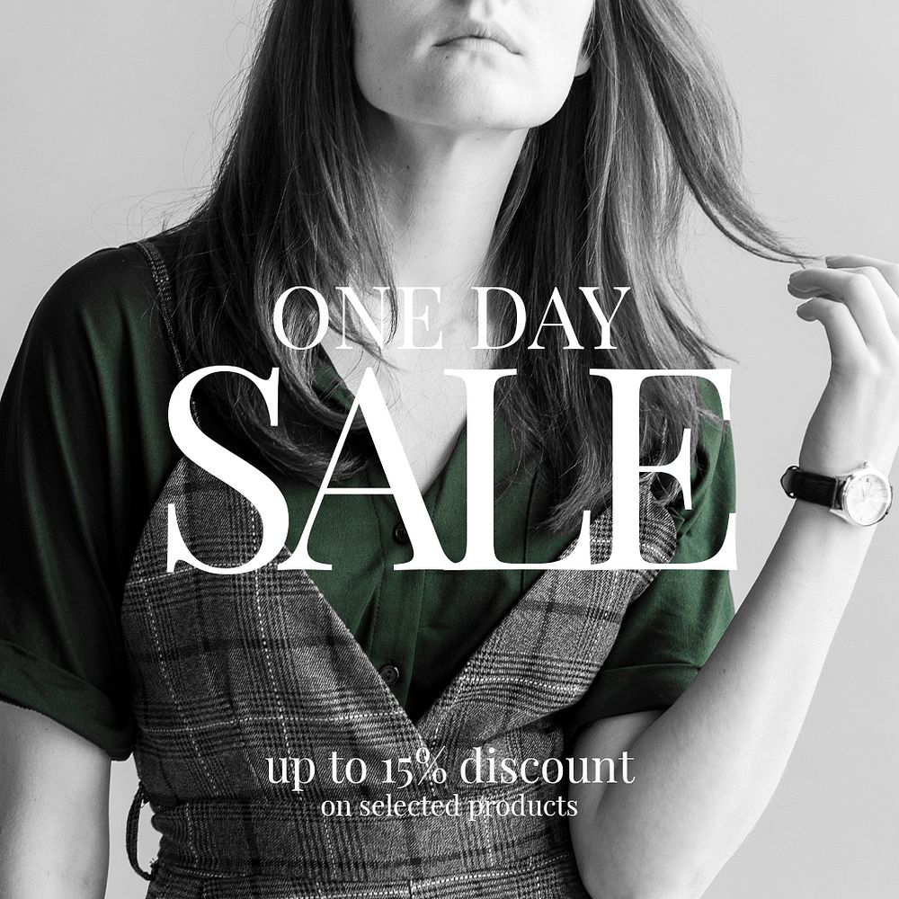 Unisex fashion sale template psd post in green and dark tone