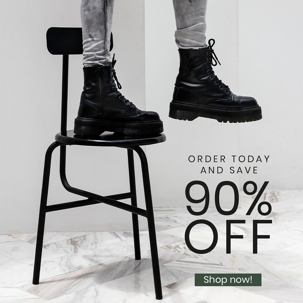 Sale discount post template psd for androgynous fashion in green and dark tone