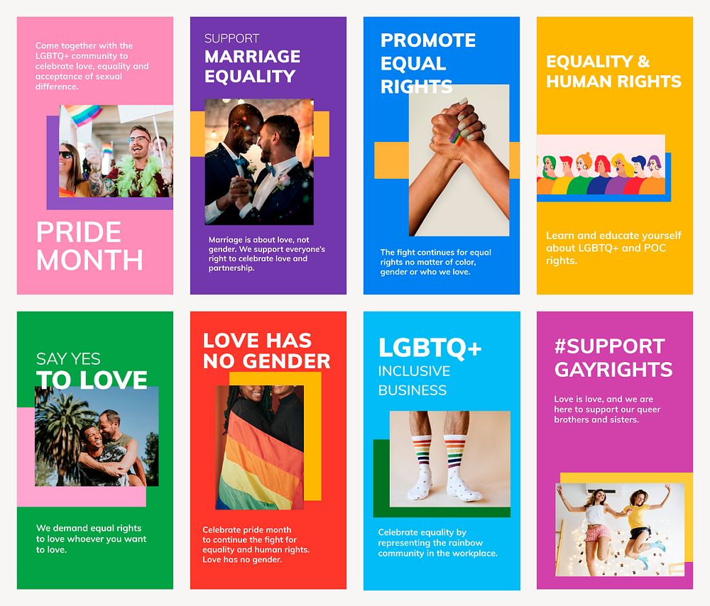 Pride month LGBTQ template psd gay rights support social media story set