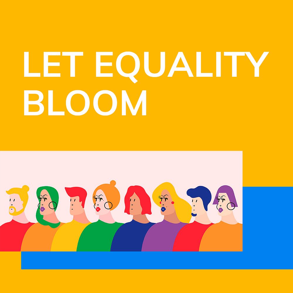 Let equality bloom template psd LGBTQ pride month celebration social media post