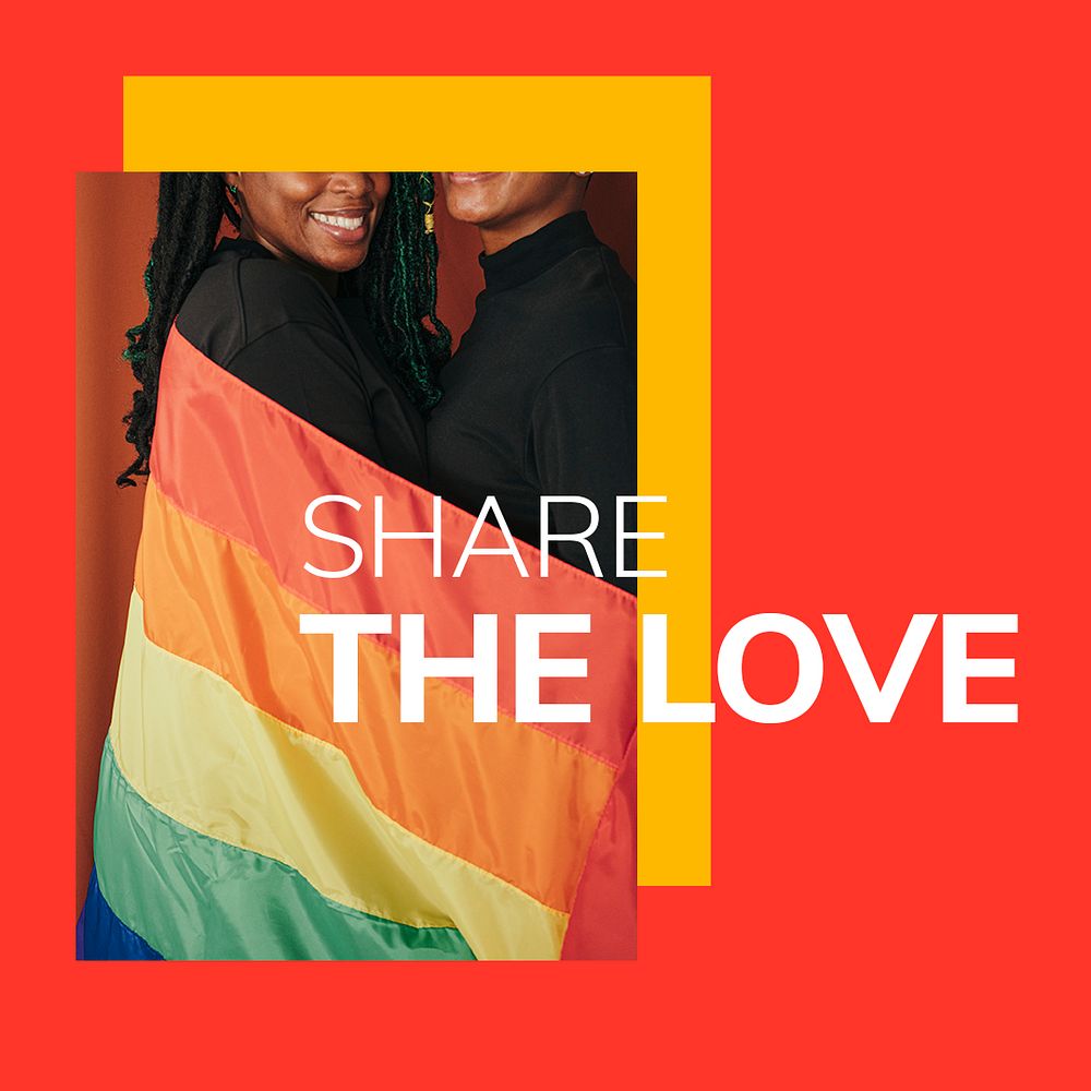 Share the love template psd LGBTQ pride month celebration social media post