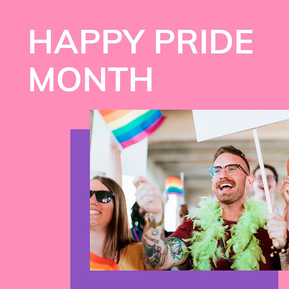 Happy pride month template psd gay rights support social media post