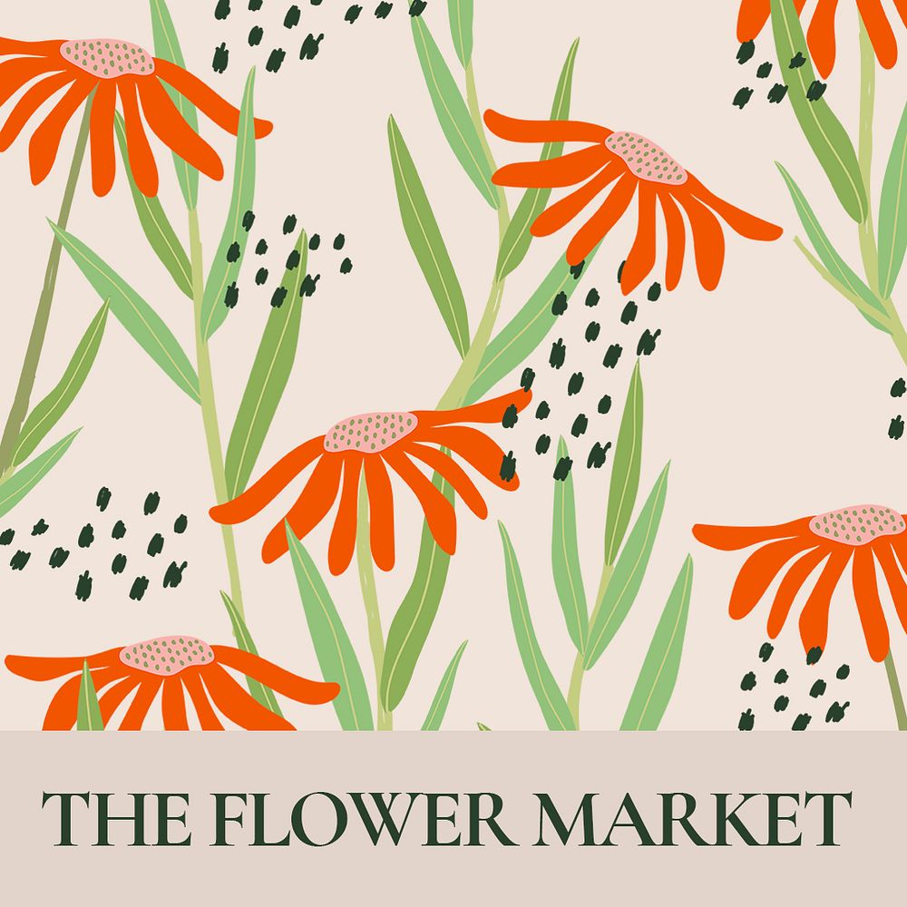 Market flower template psd for social media post