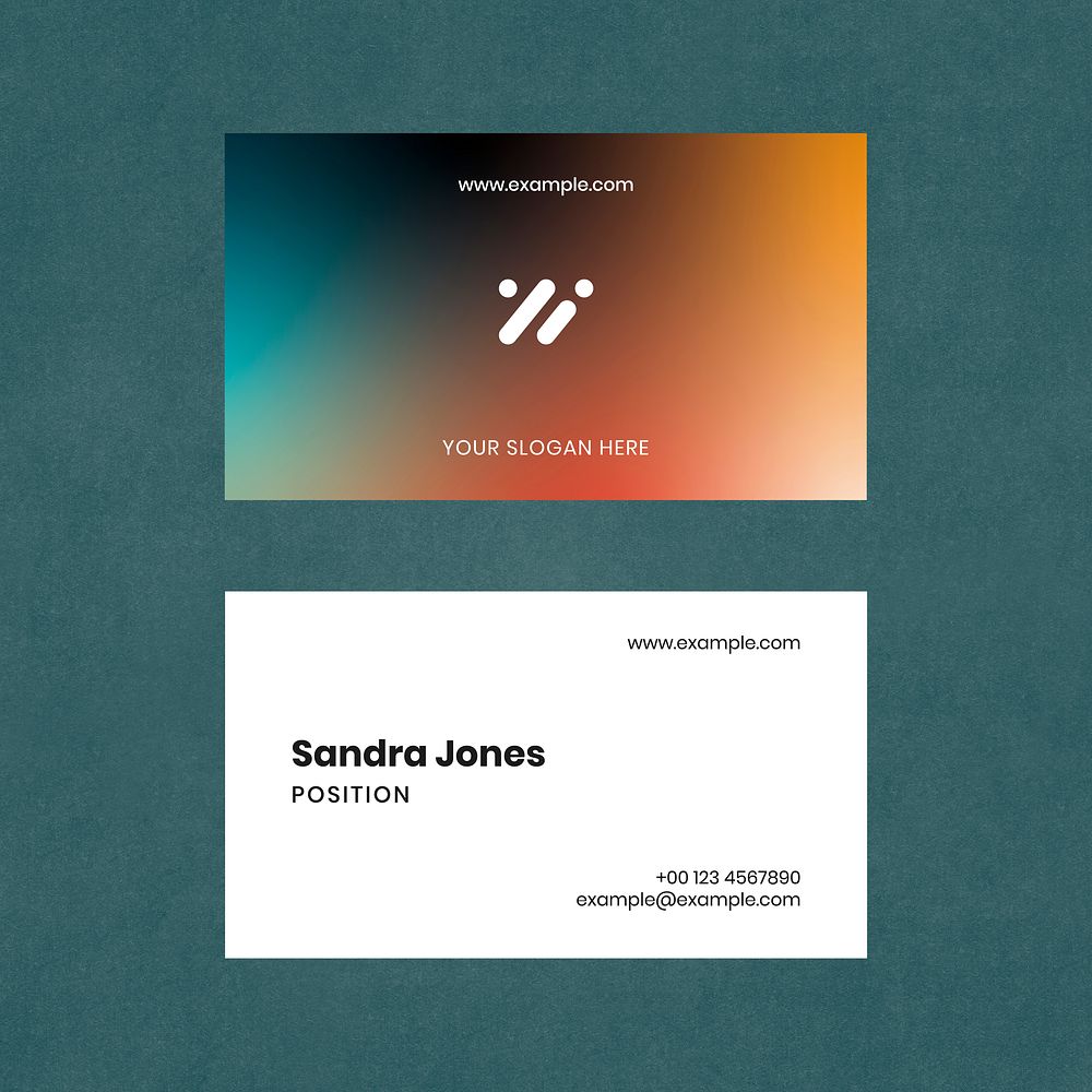 Aesthetic business card template psd for tech company in gradient colors