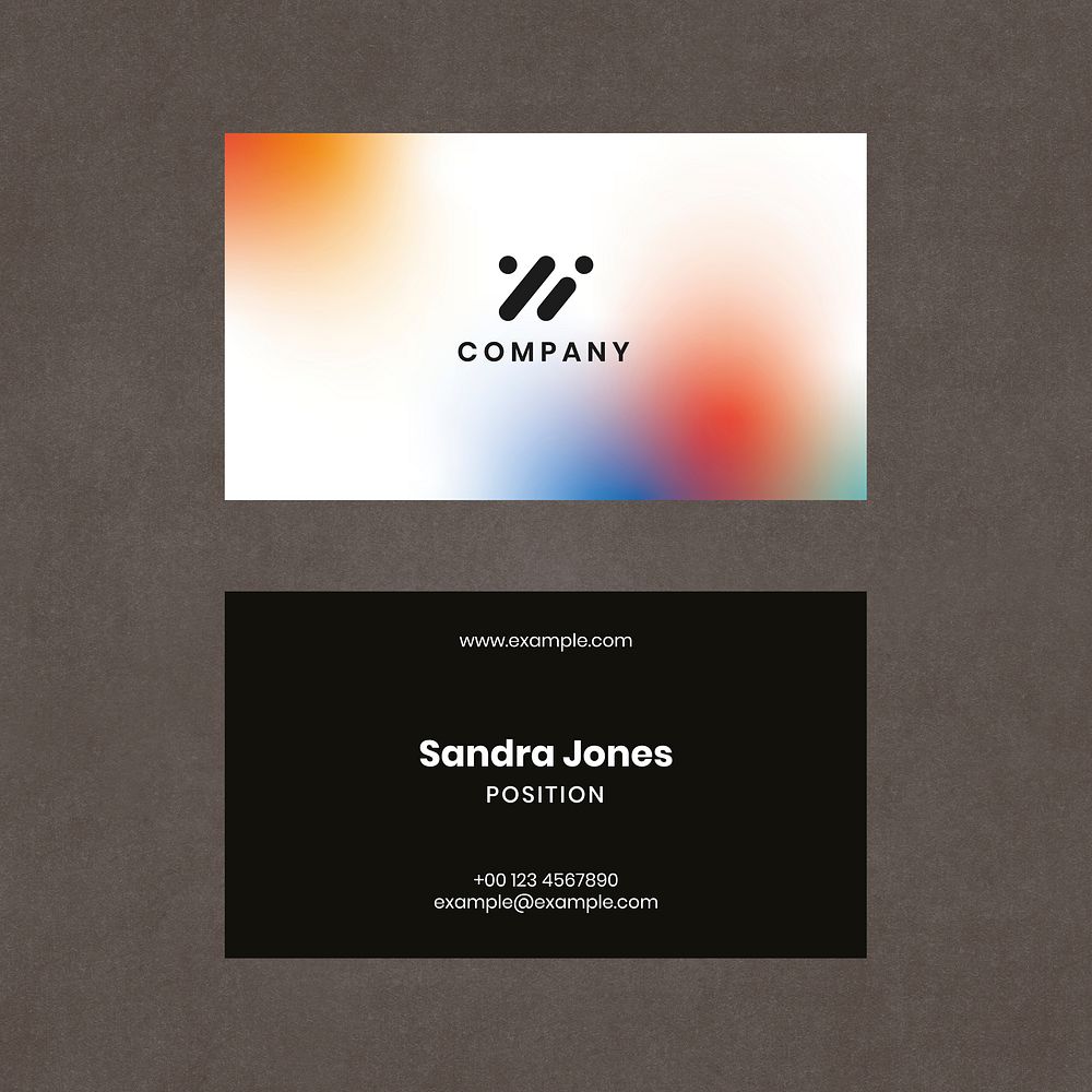 Aesthetic business card template psd for tech company in gradient colors
