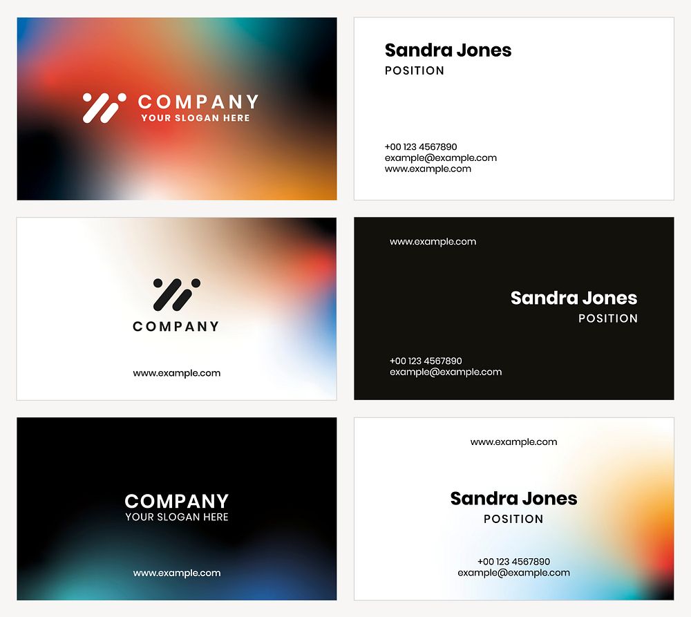 Gradient business card template psd for tech company in modern style collection