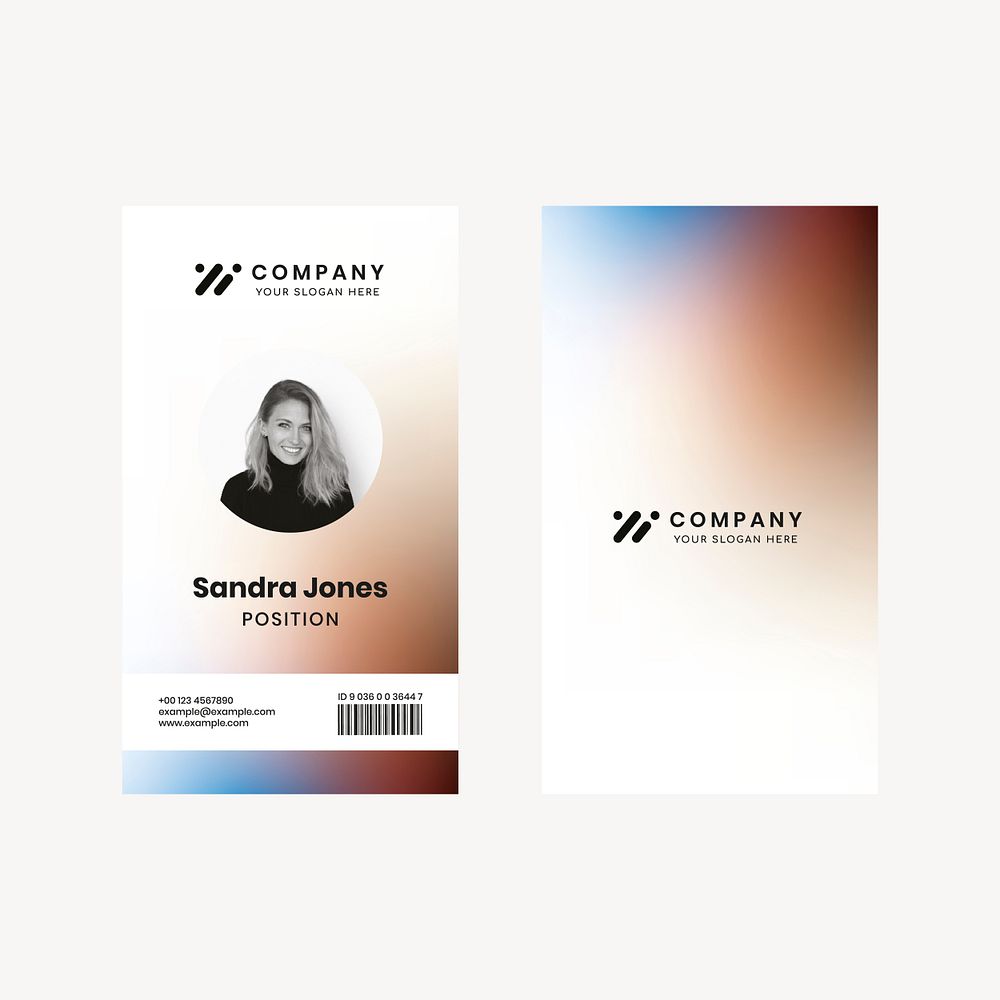Staff ID badge template psd for tech company corporate identity