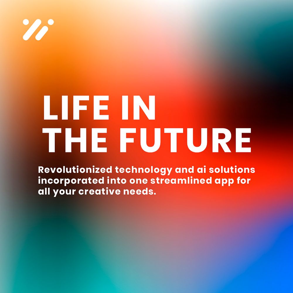 Life in the future template psd tech company social media post in modern gradient colors