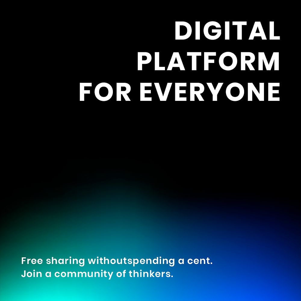 Digital platform template psd tech company social media post in modern gradient colors