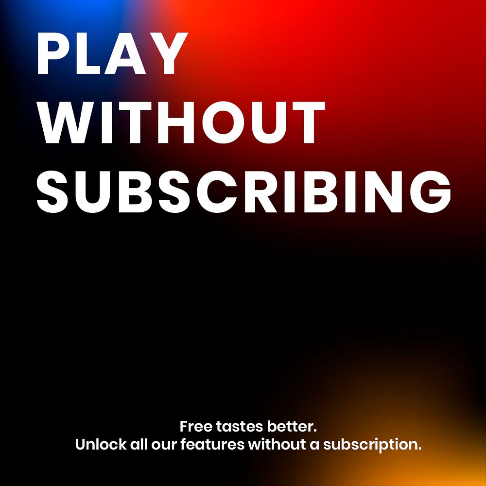Play without subscribing template psd tech company social media post in modern gradient colors