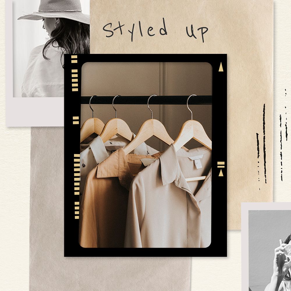 Styled up collage template psd fashion social media post in earth tone