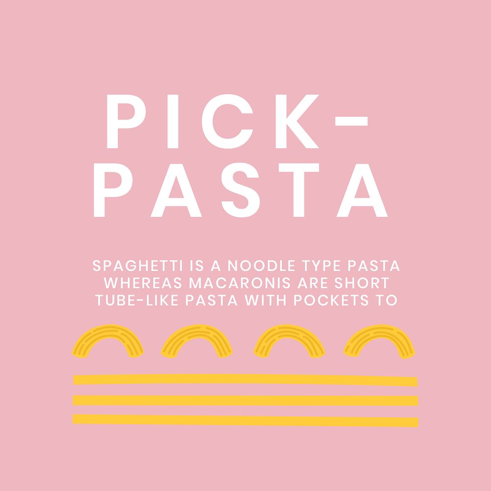 Pick pasta pasta food template psd cute doodle social media post
