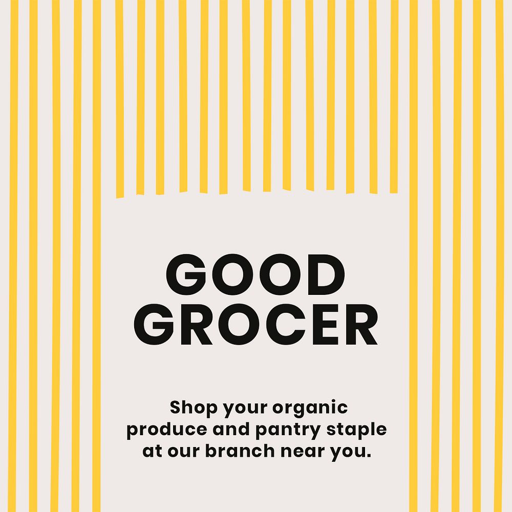 Good grocer food template psd with cute pasta doodle social media post