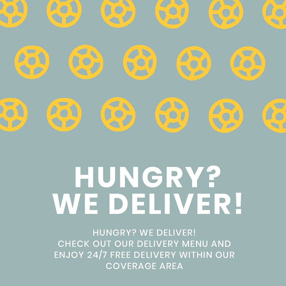 Food delivery doodle template psd cute pasta graphic advertisement