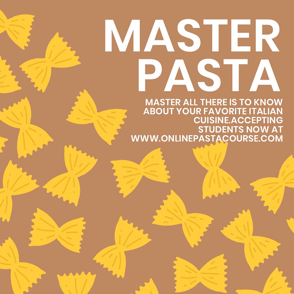 Master pasta pasta food template psd cute doodle social media post
