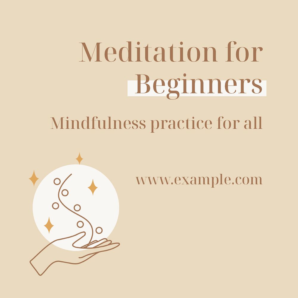 Mindfulness Instagram post template, editable beige self love design psd