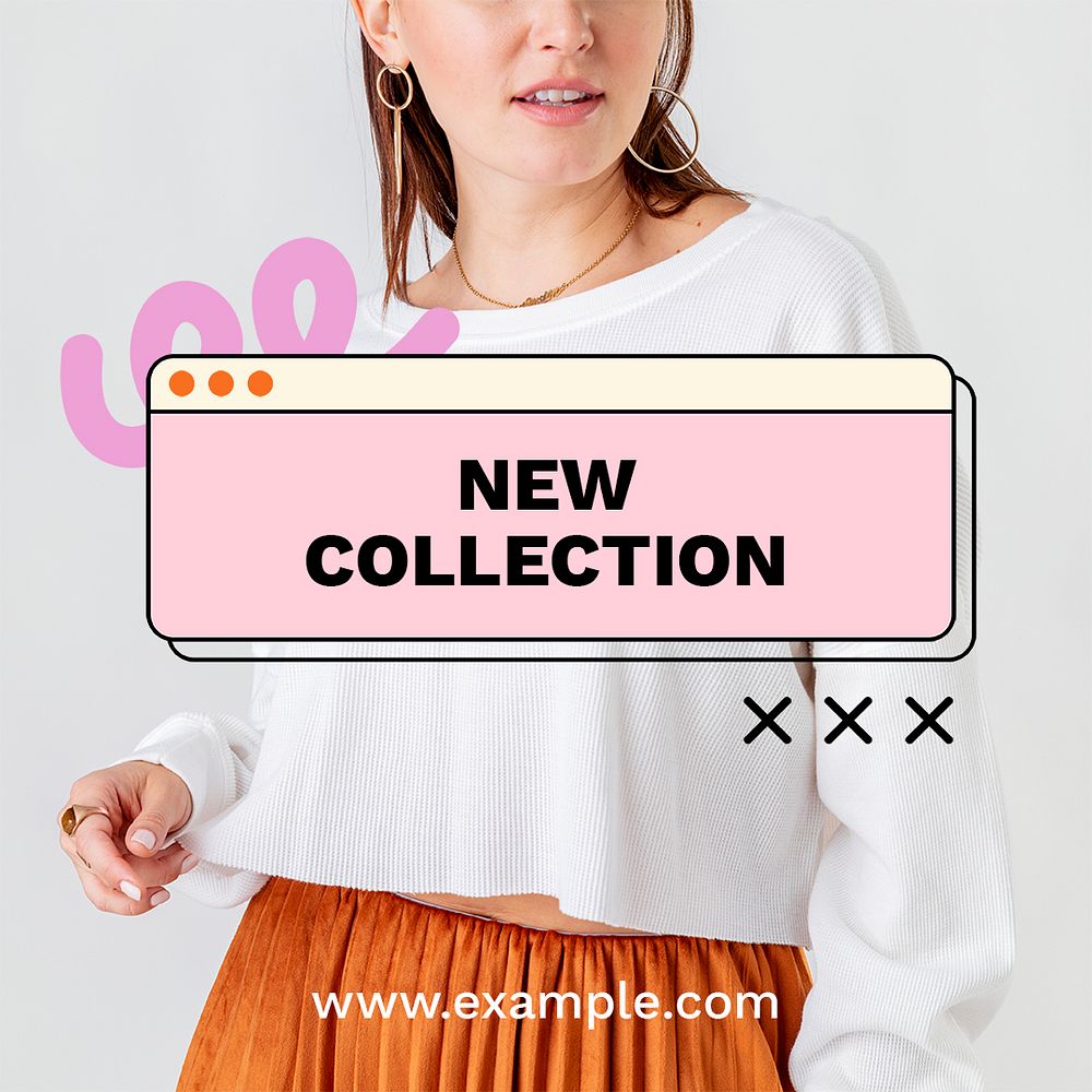 New collection Instagram post template, aesthetic fashion advertisement design psd